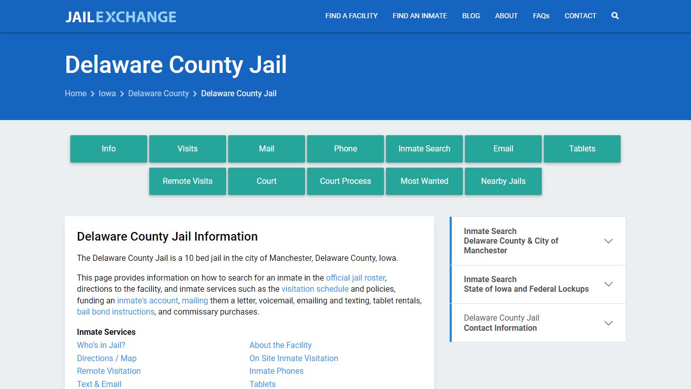 Delaware County Jail, IA Inmate Search, Information