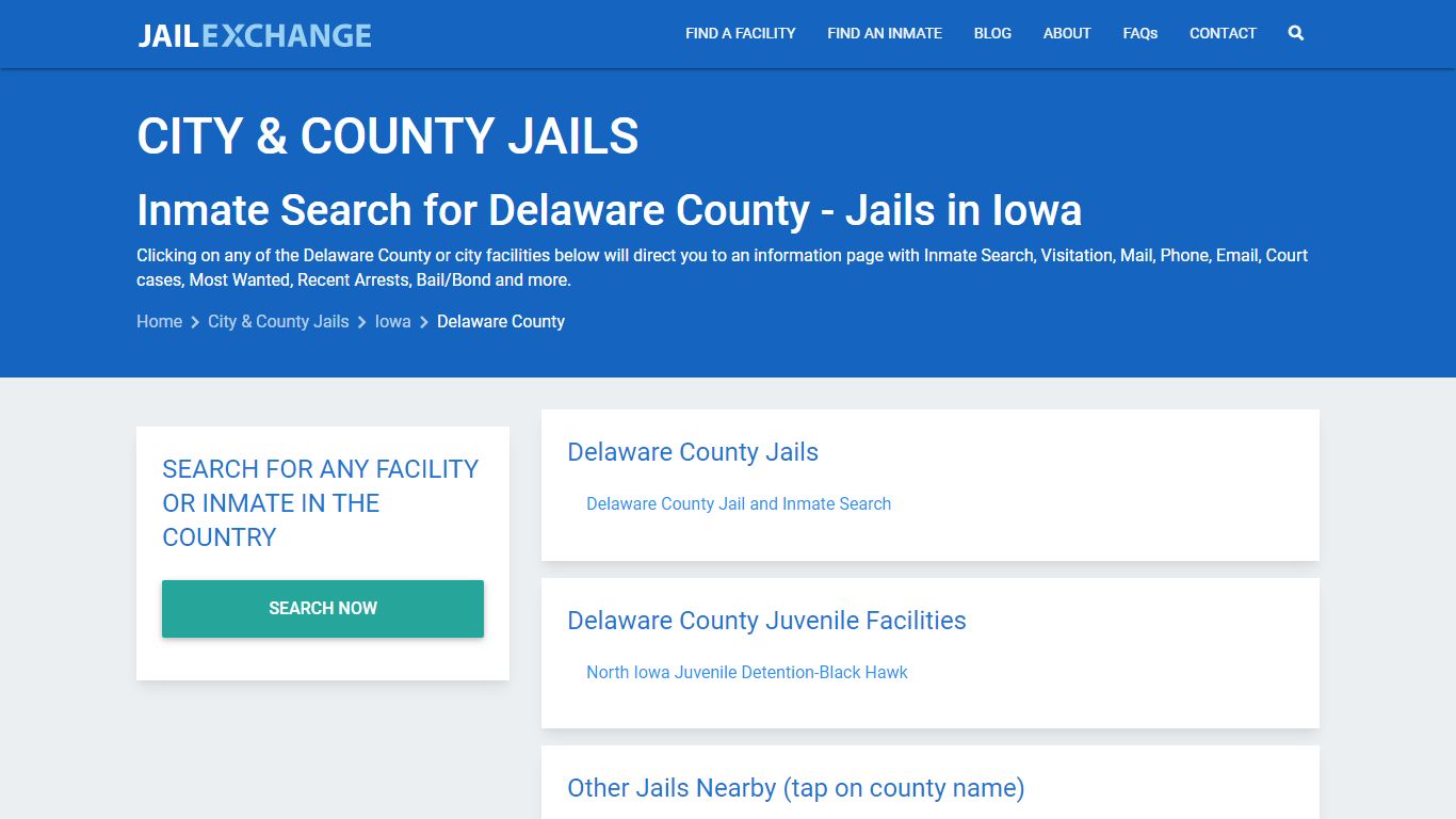 Inmate Search for Delaware County | Jails in Iowa - Jail Exchange